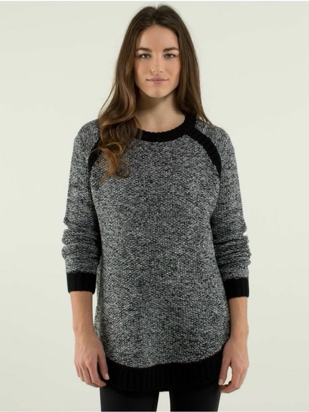 Lululemon Passage to Prana Chunky Sweater Silver Heathered Black Merino Wool